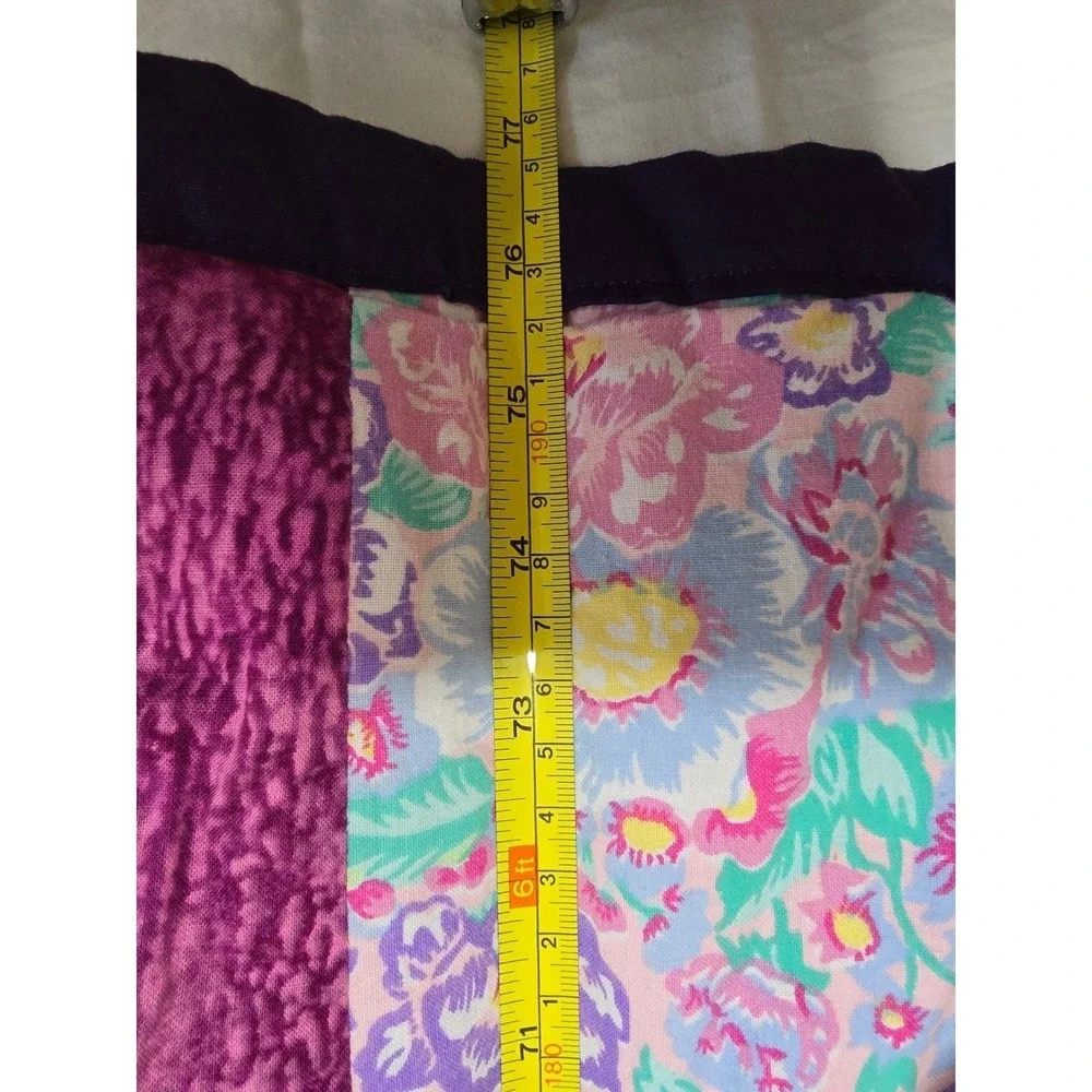 Handmade Patchwork Quilt Queen Cozy Pink‎ Blue Purple Cozy Throw Blanket /0193
